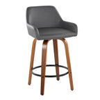 Tabouret de comptoir à hauteur fixe avec pieds en bois courbé et repose-pieds rond