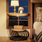 Table d'appoint ronde à 2 niveaux pour salon ou chambre à coucher