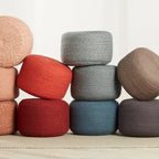 Pouf/Repose-pieds rond en polyester, intérieur/extérieur - 45 x 45 x 30 cm