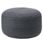 Pouf/Repose-pieds rond en polyester, intérieur/extérieur - 45 x 45 x 30 cm