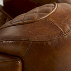 Fauteuil d'appoint industriel rétro en cuir pleine fleur et aluminium