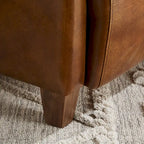 Fauteuil d'appoint industriel rétro en cuir pleine fleur et aluminium