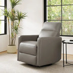 Fauteuil inclinable pivotant et à bascule en cuir véritable moderne