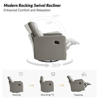 Fauteuil inclinable pivotant et à bascule en cuir véritable moderne