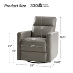Fauteuil inclinable pivotant et à bascule en cuir véritable moderne