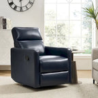 Fauteuil inclinable pivotant et à bascule en cuir véritable moderne