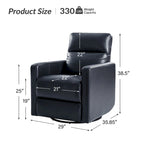 Fauteuil inclinable pivotant et à bascule en cuir véritable moderne