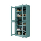 Garde-manger 100 % en bois massif avec portes givrées, vitrées transparentes ou pleines et étagères réglables