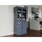 Garde-manger 100 % en bois massif avec portes givrées, vitrées transparentes ou pleines et étagères réglables