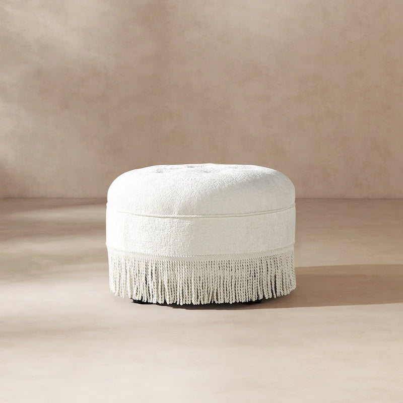 Ottoman rond d'appoint capitonné