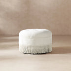 Ottoman rond d'appoint capitonné