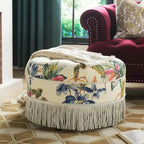 Ottoman rond d'appoint capitonné