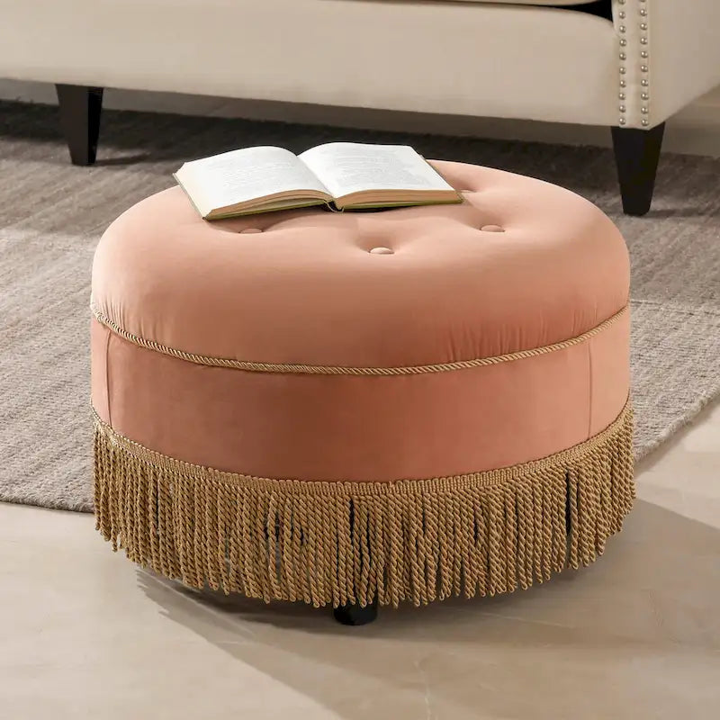 Ottoman rond d'appoint capitonné
