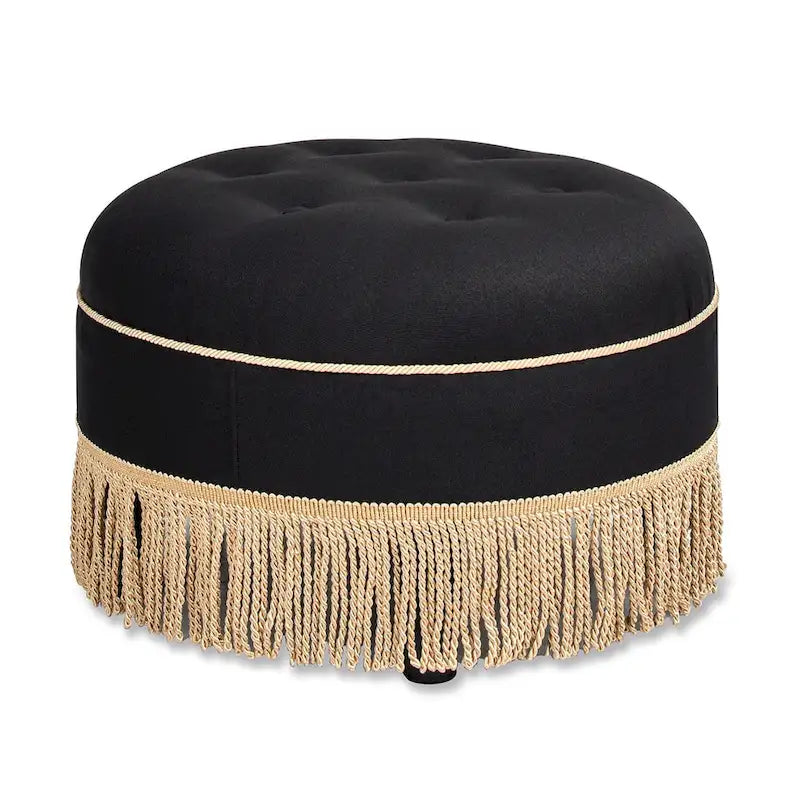 Ottoman rond d'appoint capitonné