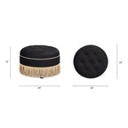 Ottoman rond d'appoint capitonné