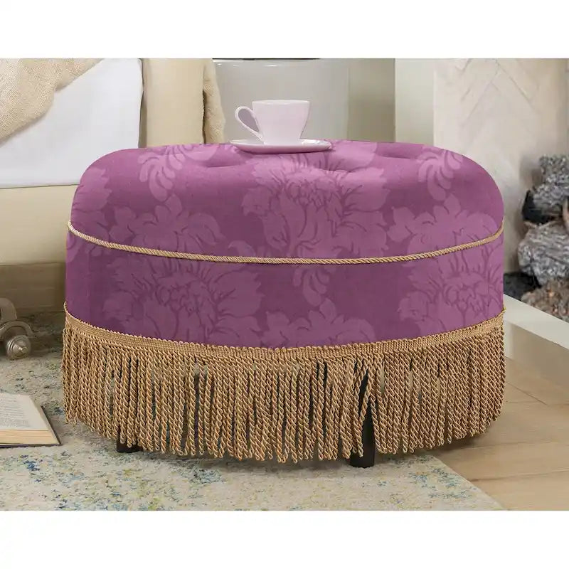 Ottoman rond d'appoint capitonné