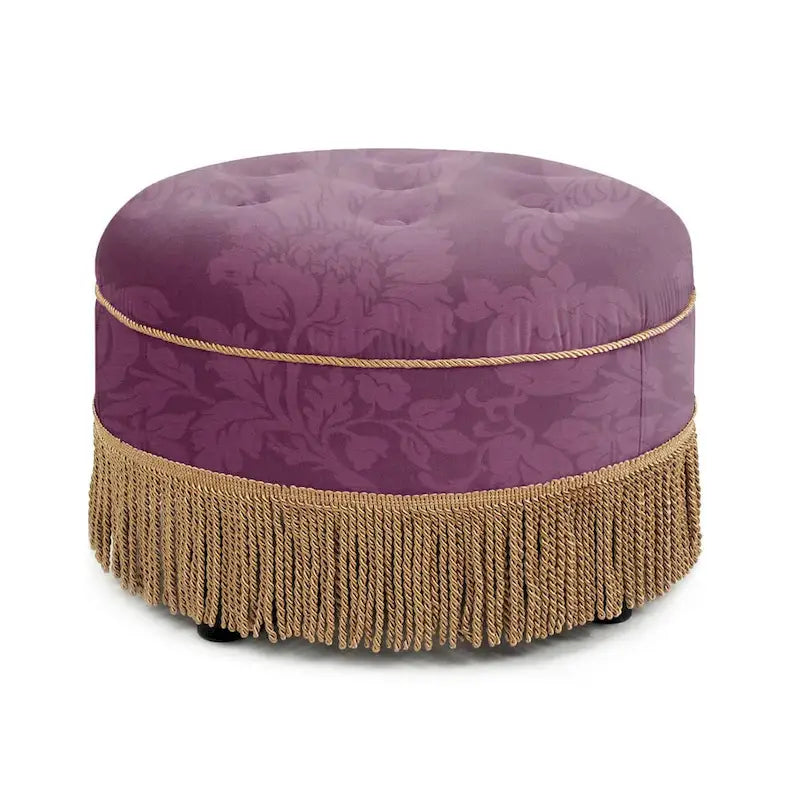 Ottoman rond d'appoint capitonné