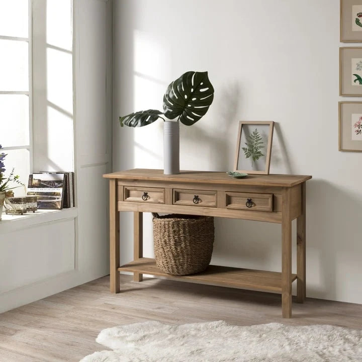 Console de table en bois 3 tiroirs Corona