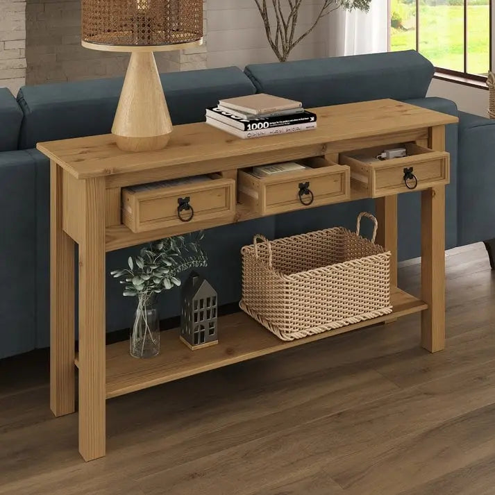 Console de table en bois 3 tiroirs Corona