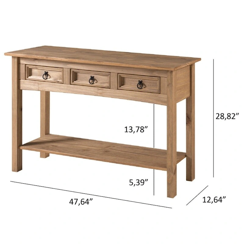 Console de table en bois 3 tiroirs Corona