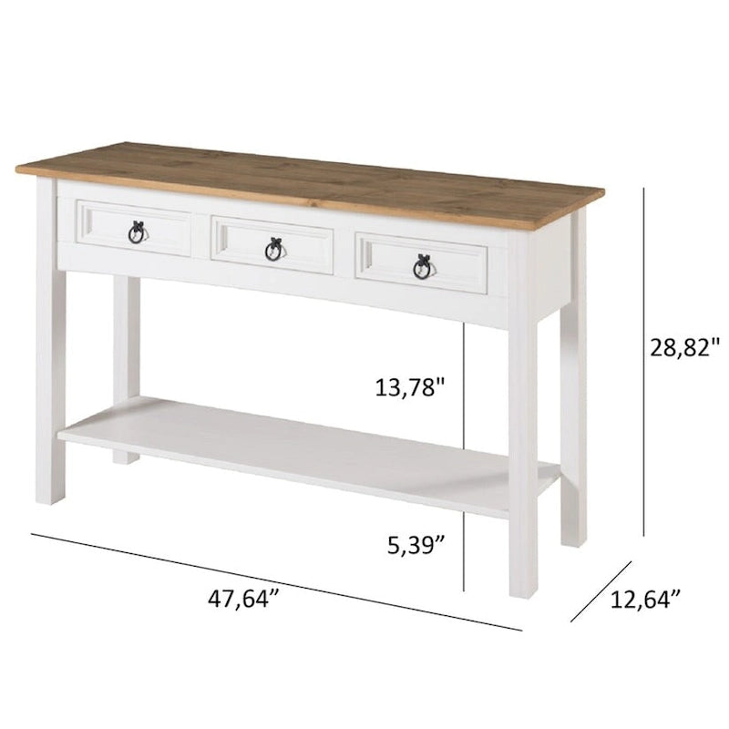 Console de table en bois 3 tiroirs Corona