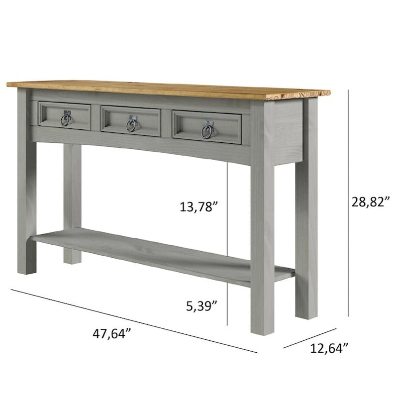 Console de table en bois 3 tiroirs Corona