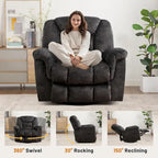 Fauteuil inclinable Rocker manuel surdimensionné Inclinable pivotant à 360° pour le salon
