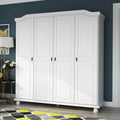 Armoire à 4 portes Kyle en bois massif 100 % avec portes en bois massif ou miroirs