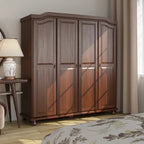 Armoire à 4 portes Kyle en bois massif 100 % avec portes en bois massif ou miroirs