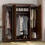 Armoire à 4 portes Kyle en bois massif 100 % avec portes en bois massif ou miroirs
