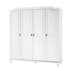 Armoire à 4 portes Kyle en bois massif 100 % avec portes en bois massif ou miroirs