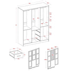 Armoire à vêtements avec portes en bois massif ou portes miroir
