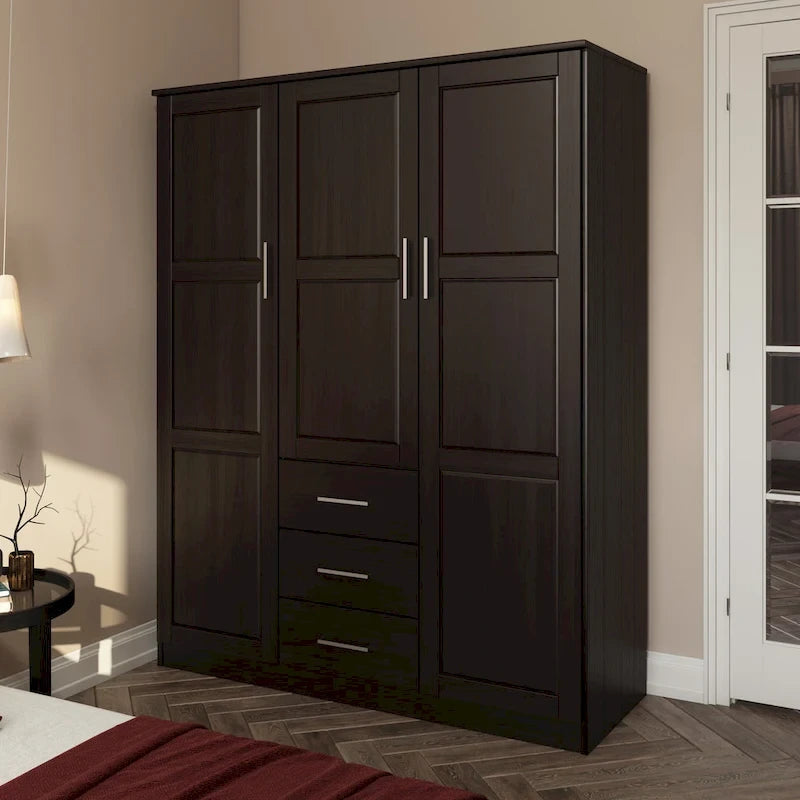 Armoire à vêtements avec portes en bois massif ou portes miroir