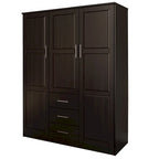 Armoire à vêtements avec portes en bois massif ou portes miroir