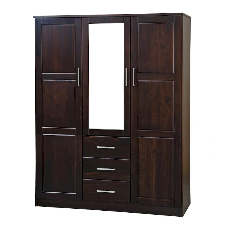Armoire à vêtements avec portes en bois massif ou portes miroir
