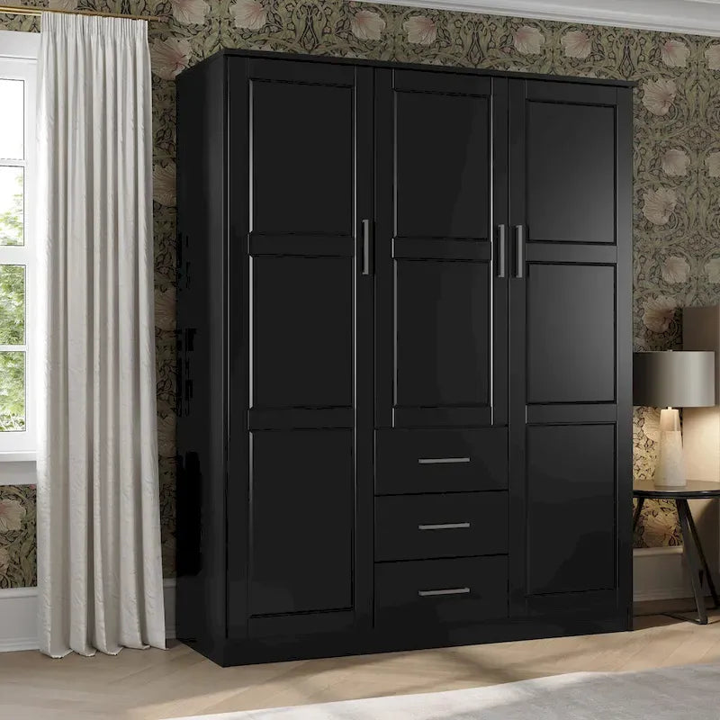 Armoire à vêtements avec portes en bois massif ou portes miroir