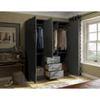 Armoire à vêtements avec portes en bois massif ou portes miroir