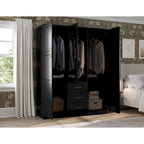 Armoire à vêtements avec portes en bois massif ou portes miroir