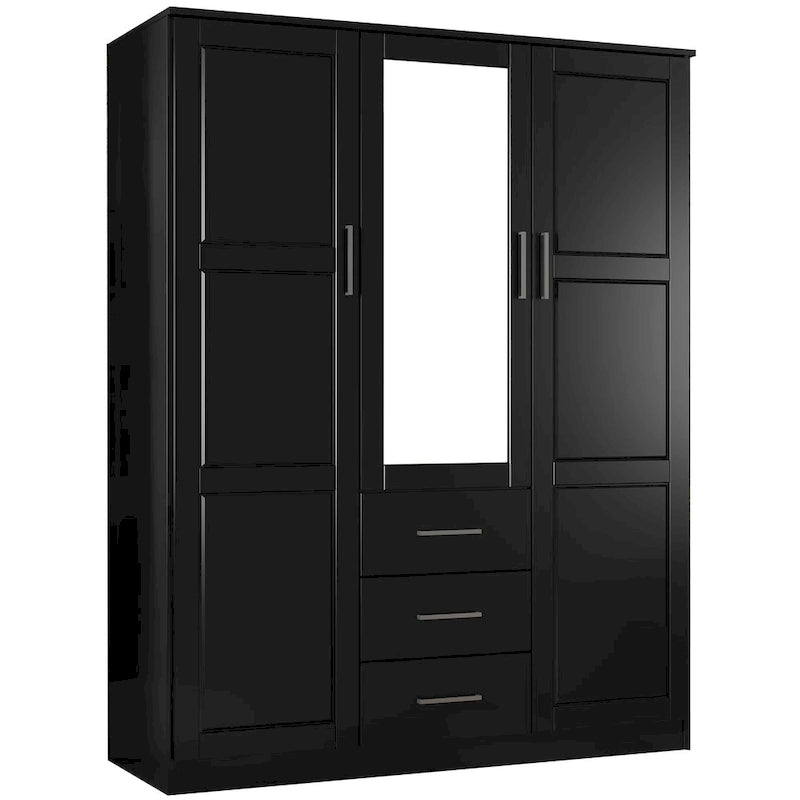 Armoire à vêtements avec portes en bois massif ou portes miroir