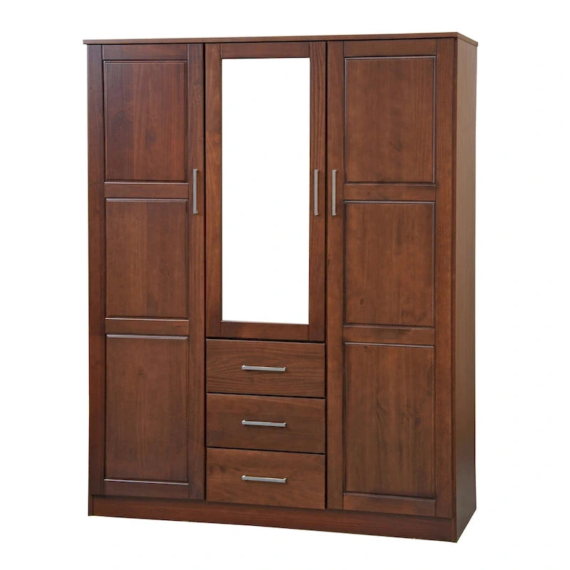 Armoire à vêtements avec portes en bois massif ou portes miroir