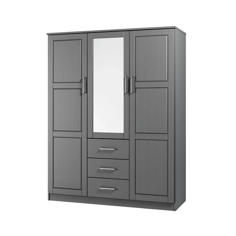 Armoire à vêtements avec portes en bois massif ou portes miroir