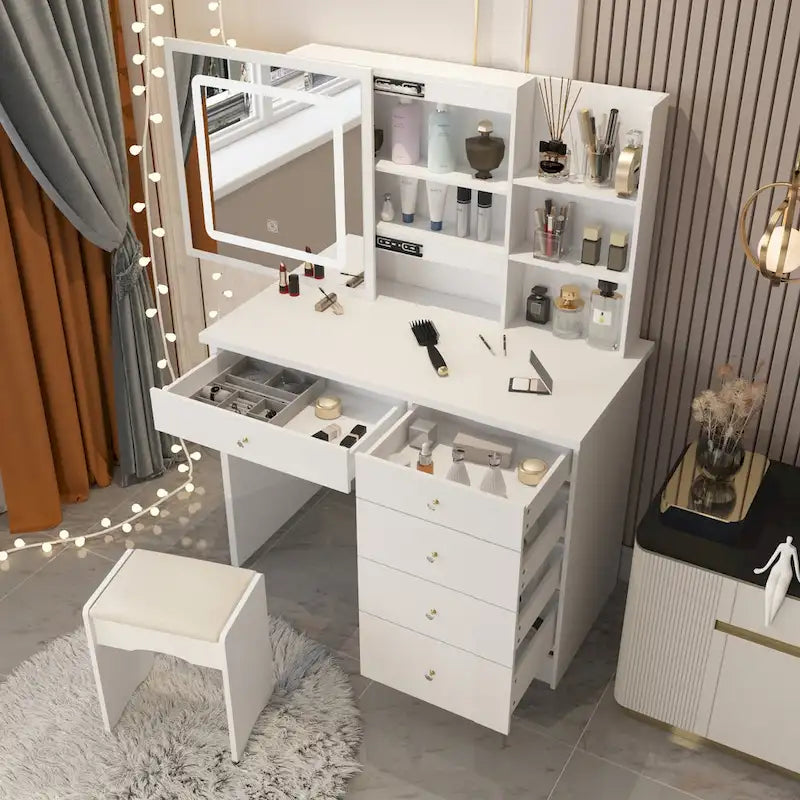39,4 Meubles Coiffeuse avec Tabouret et Miroir