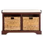 Banc coffre de rangement tissé marron - 33.5 x 16.1 x 19.9 - 34Lx16Px20H