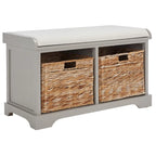 Banc coffre de rangement tissé marron - 33.5 x 16.1 x 19.9 - 34Lx16Px20H