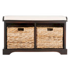 Banc coffre de rangement tissé marron - 33.5 x 16.1 x 19.9 - 34Lx16Px20H