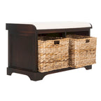 Banc coffre de rangement tissé marron - 33.5 x 16.1 x 19.9 - 34Lx16Px20H