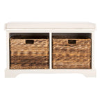 Banc coffre de rangement tissé marron - 33.5 x 16.1 x 19.9 - 34Lx16Px20H