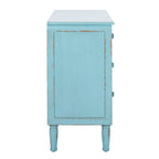Commode de rangement Leanna bleue vieillie à 3 tiroirs