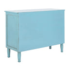 Commode de rangement Leanna bleue vieillie à 3 tiroirs