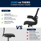 Chaise de bureau ergonomique pivotante en maille à dossier mi-haut avec accoudoirs relevables